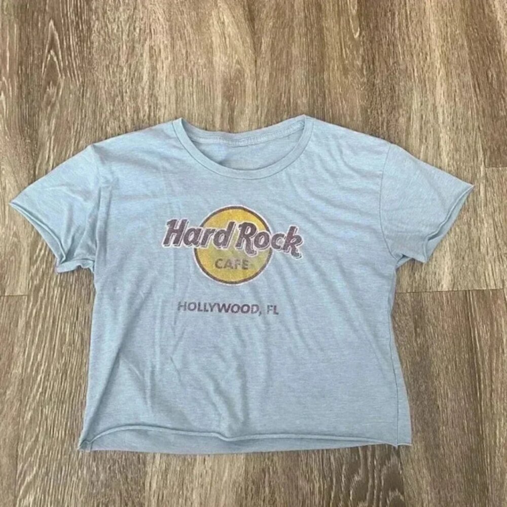 Womens Hard Rock Cafe Hollywood, FL Blue Cropped Tee - S